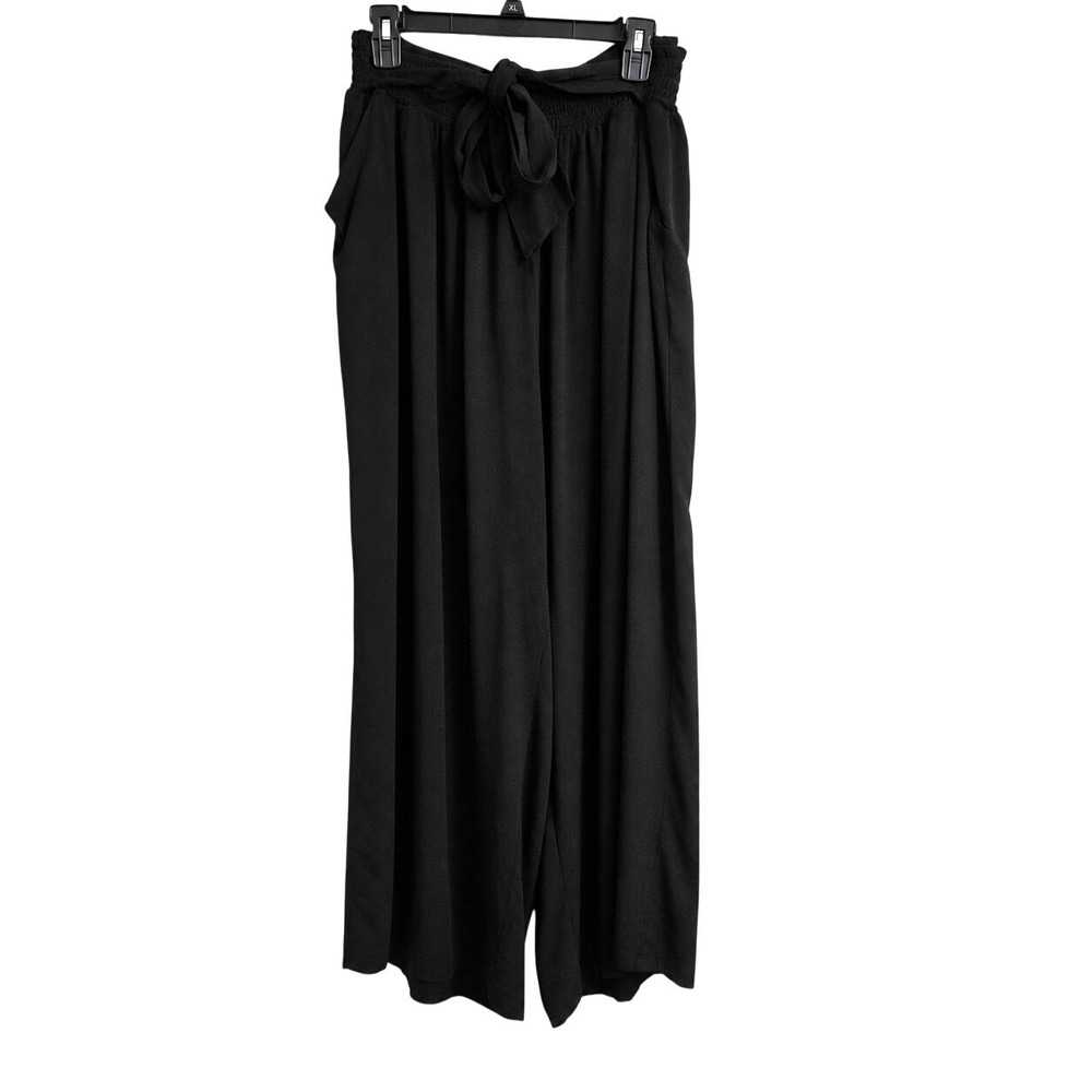 Lane Bryant Size 22/24 Black Wide Leg Elastic Stretch Waist Pants Flowy Plus
